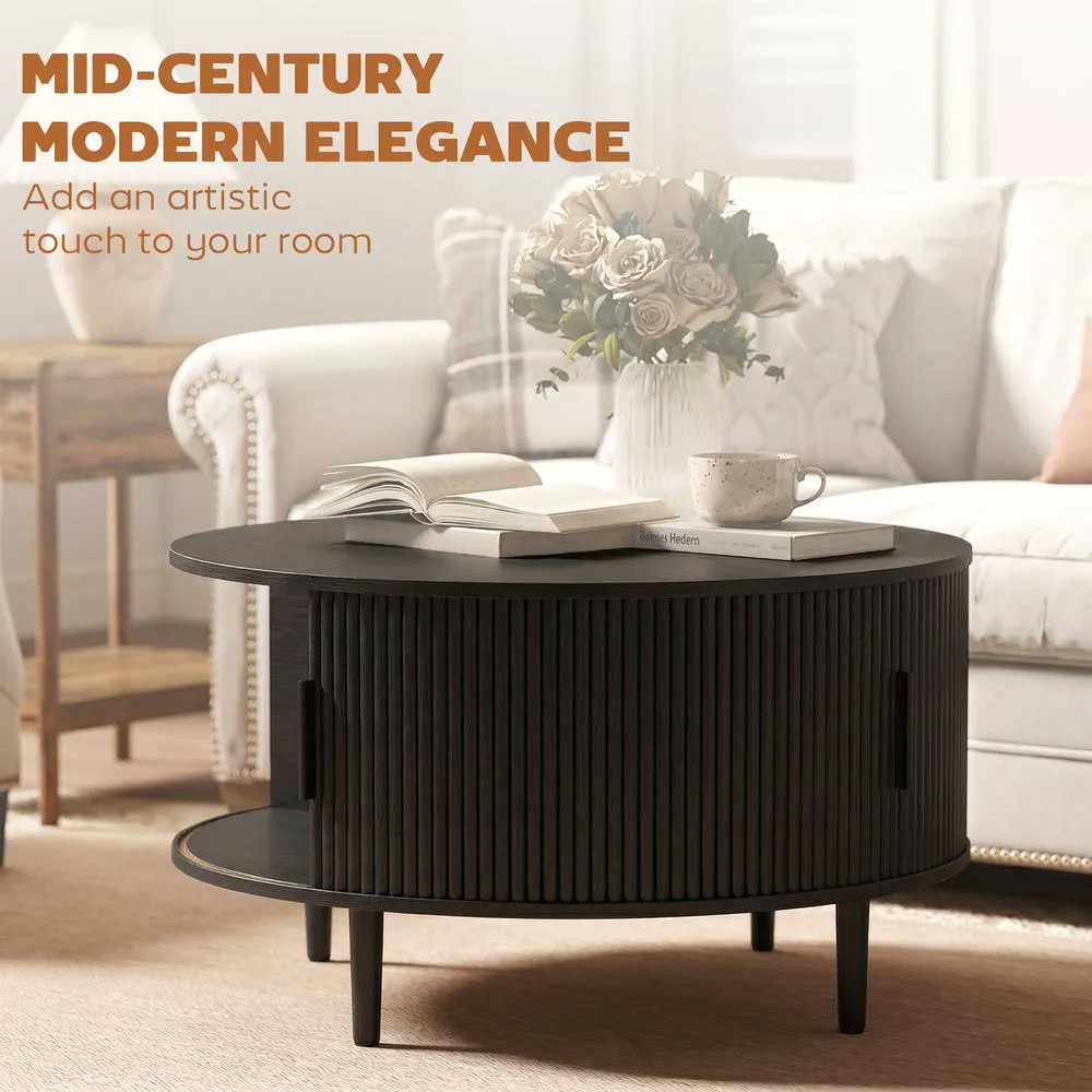 HOMCOM Coffee Table with Lift Top Sliding Door 80 cm Black Wood Effect 5