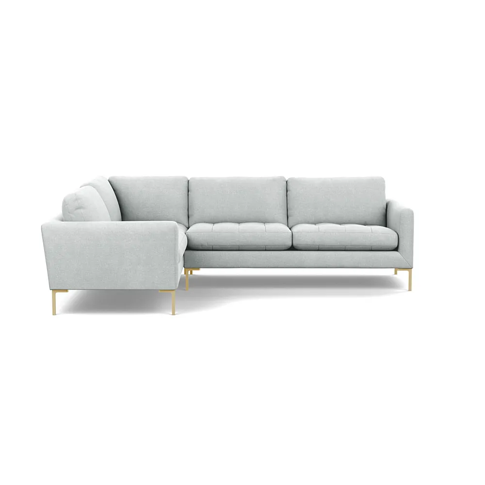 Heal's Eton Left Hand Facing Corner Sofa Broad Weave Tin Brass Feet