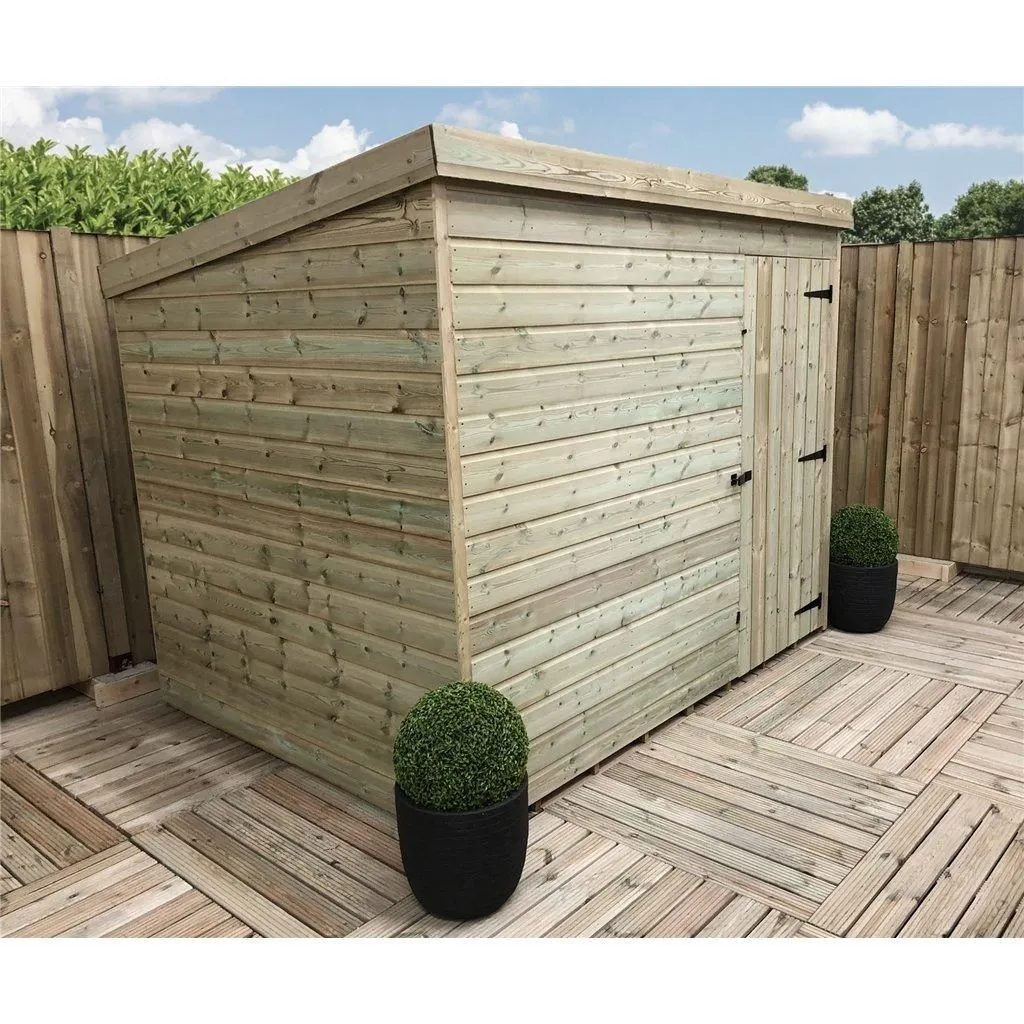 Marlborough 8 x 5 Pressure Treated Pent Garden Shed with Single Door in Natural 3