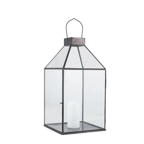 Black & Glass Pyramid Square Lantern 4