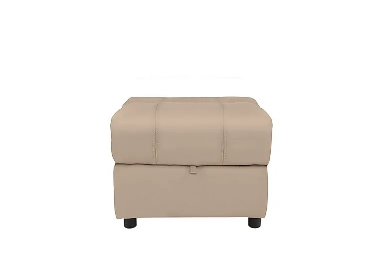 Moreno Leather Storage Footstool - BV Pebble