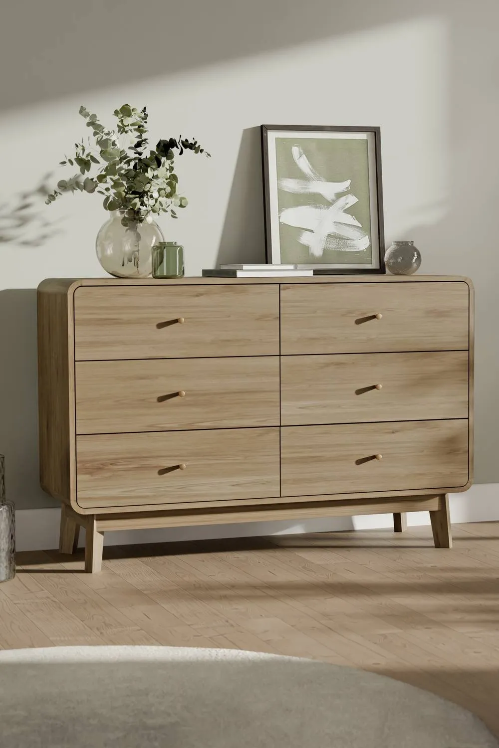 Julian Bowen Ingrid 6 Drawer Wide Chest in Beige