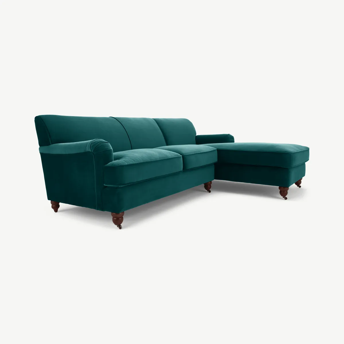 Orson Right Hand Facing Chaise end Corner Sofa, Seafoam Blue Velvet 