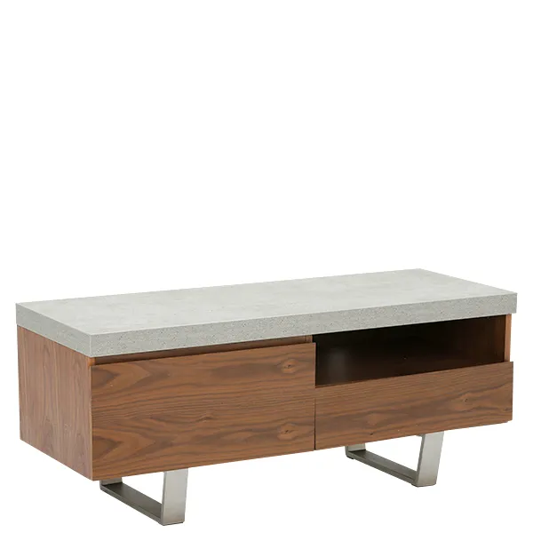 Halmstad Small TV Stand Concrete and Walnut