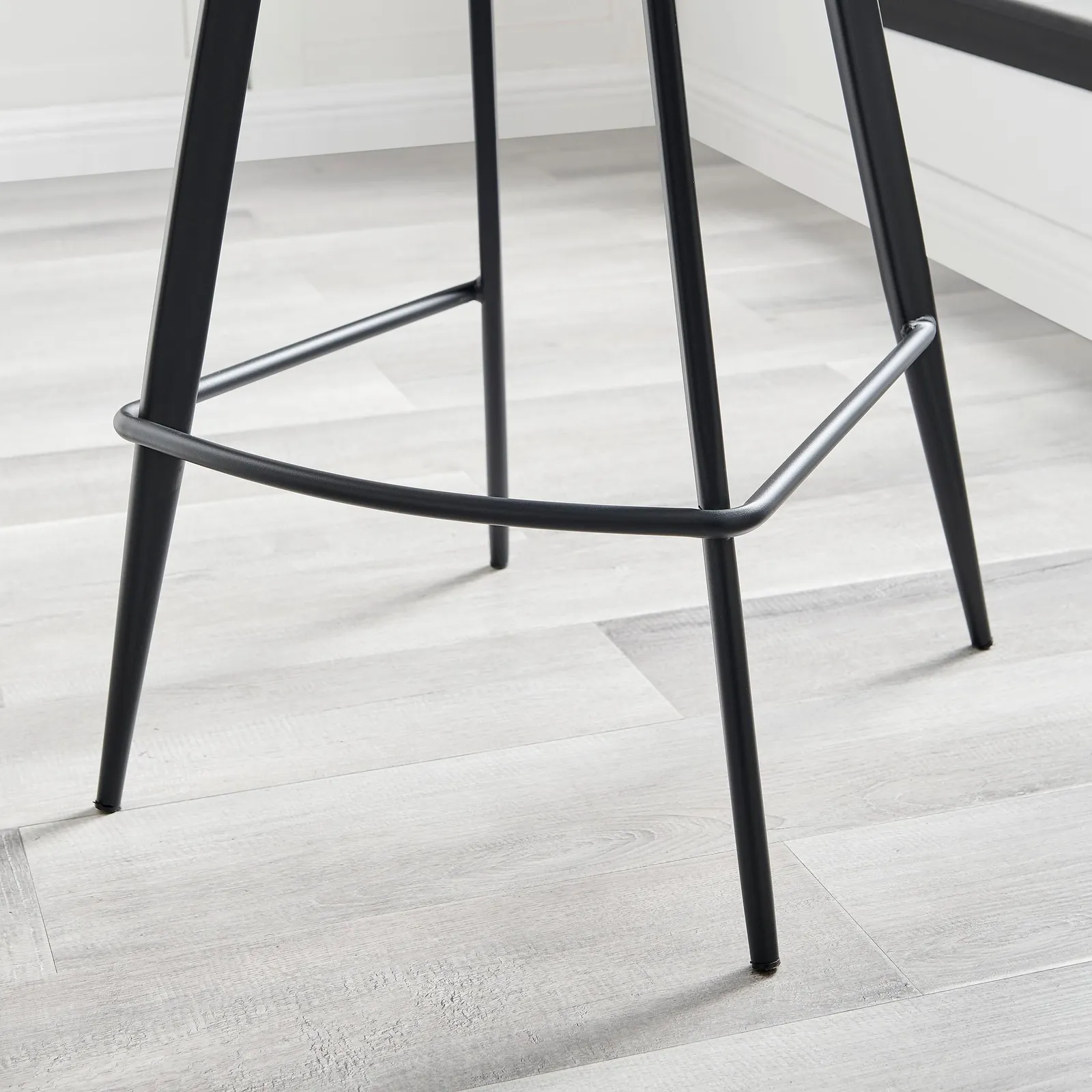 FurnitureboxUK Nyla Set of 2 Fabric Black Leg Counter Stools in Light Green 5