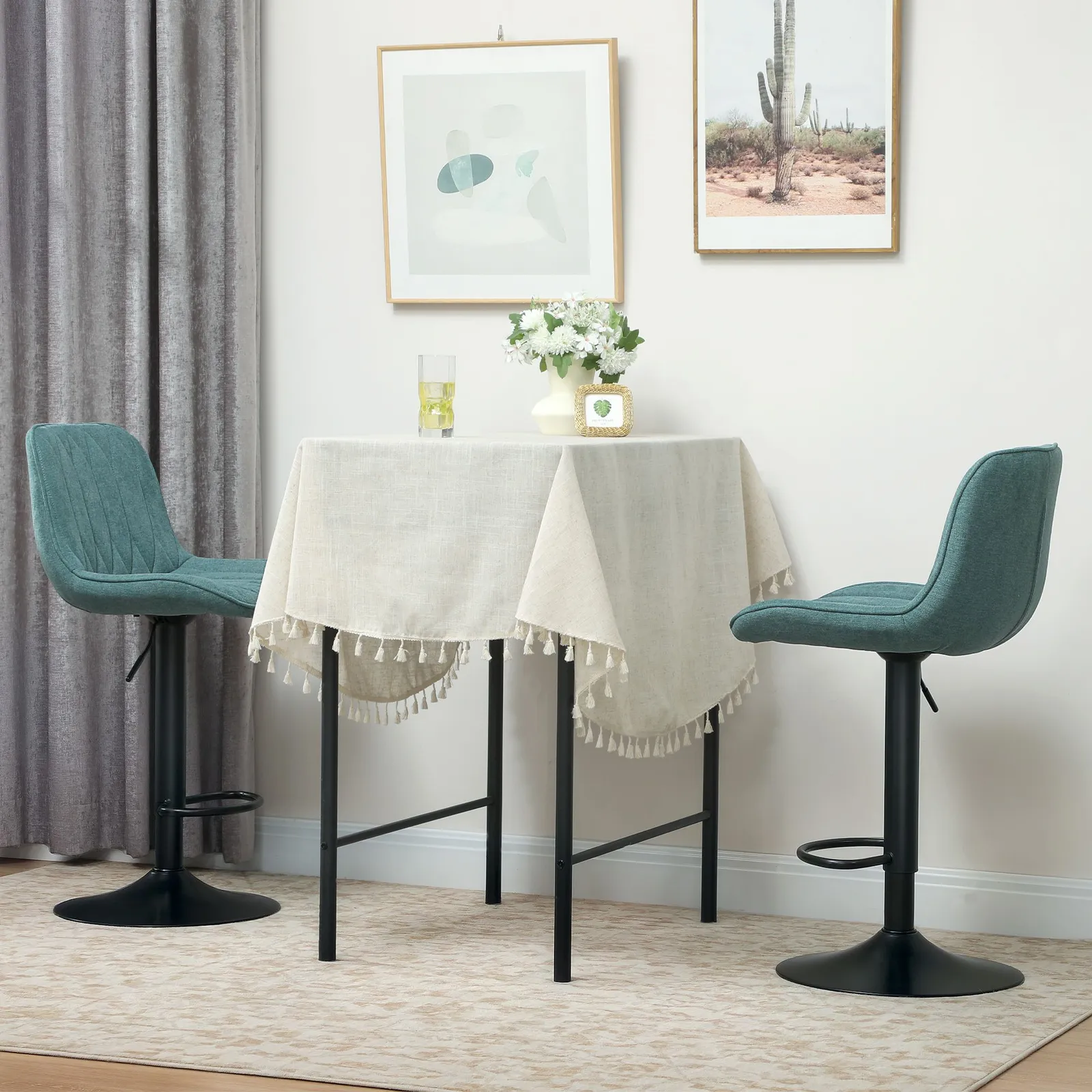 HOMCOM Bar Stools Set of 2, Modern Armless Bar Chairs in Blue 2