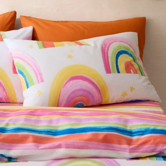 Watercolour Rainbow 100% Cotton Reversible Duvet Cover and Pillowcase Set 2