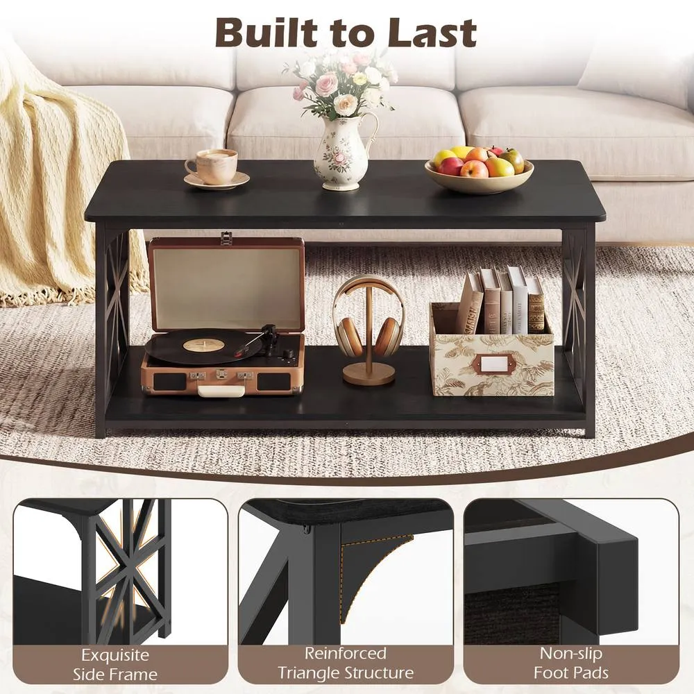 Costway Industrial Farmhouse Accent Table in Black 2