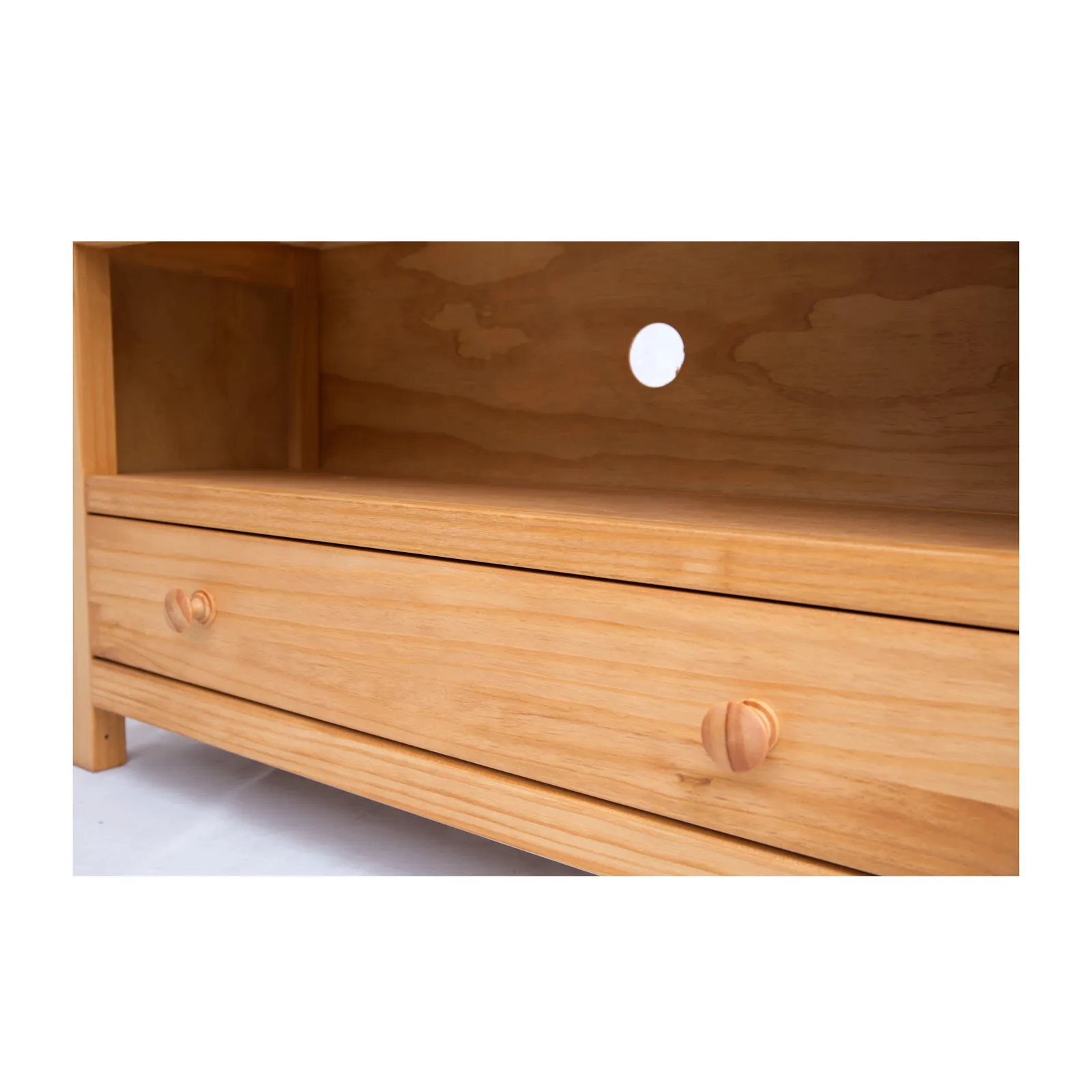 Cabinet Bits Lugo Waxed 1 Drawer TV Cabinet Wood Knob in Light Brown 5