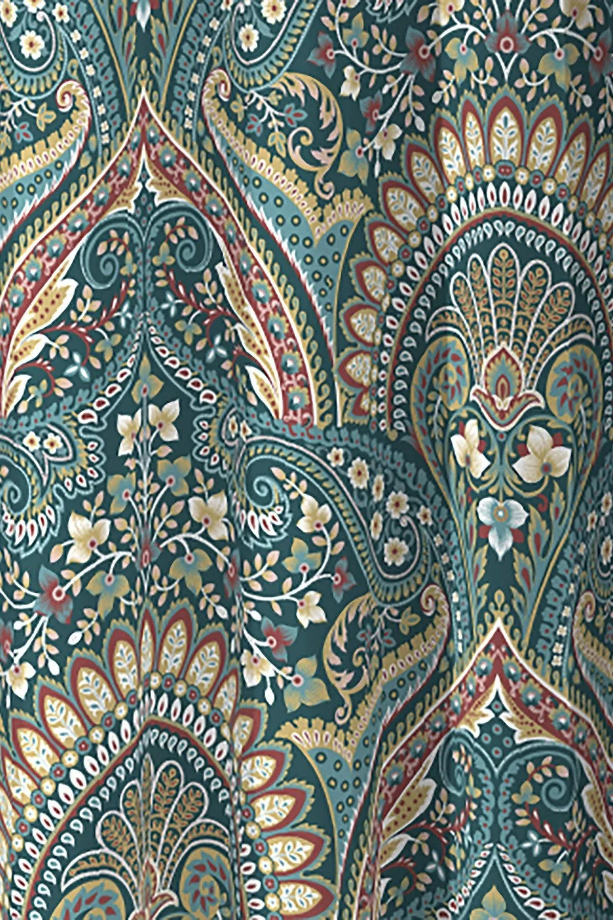 Dreams & Drapes 'Palais' Lined Pair of Pencil Pleat Curtains With Tie-Backs in Teal 3
