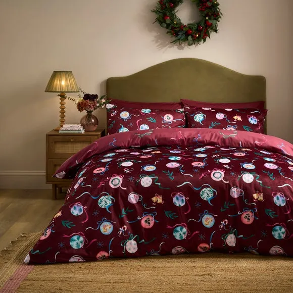 Baubles Velour Duvet Cover & Pillowcase Set 1