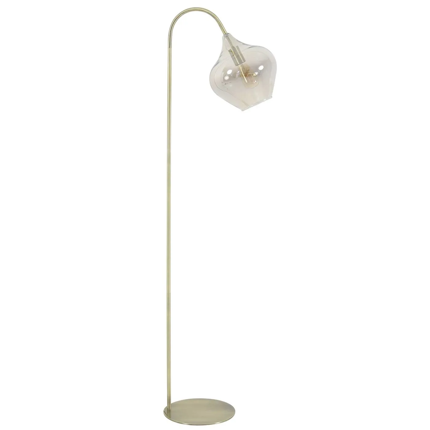 Brass and Smoked Glass Floor Lamp
