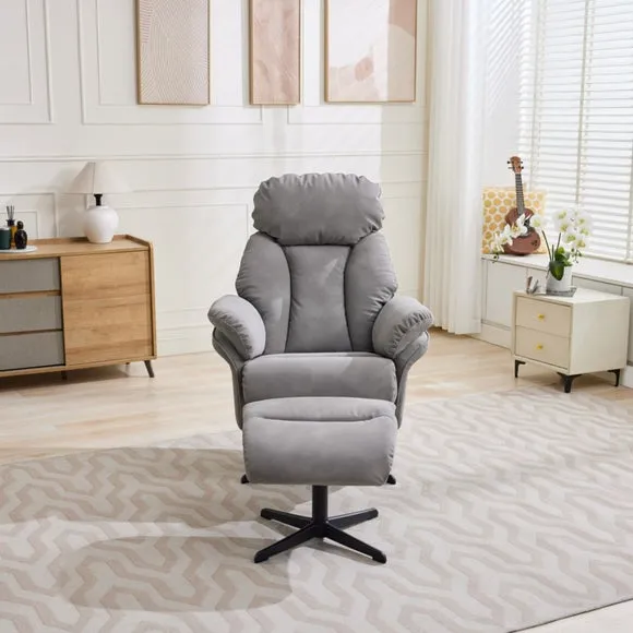 Edinburgh Faux Suede Swivel Chair with Footstool 2