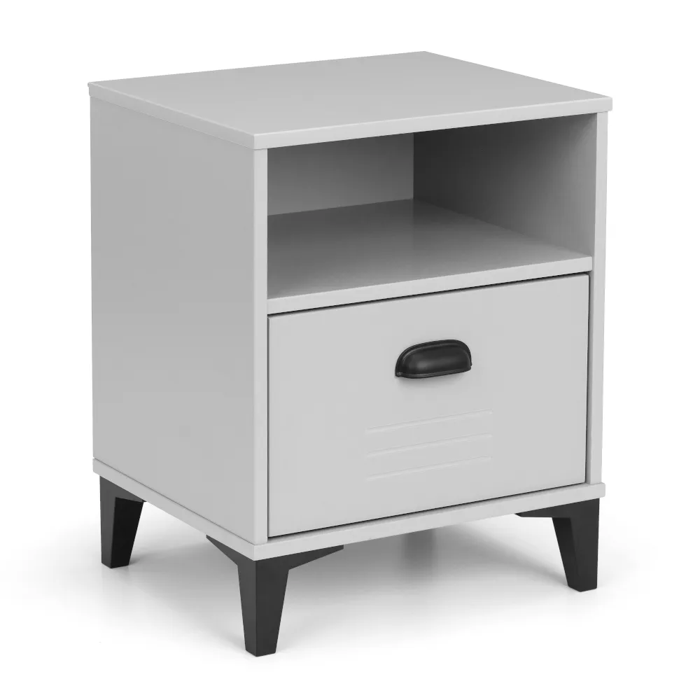 Lakers Locker Grey Wooden 1 Drawer Bedside Table