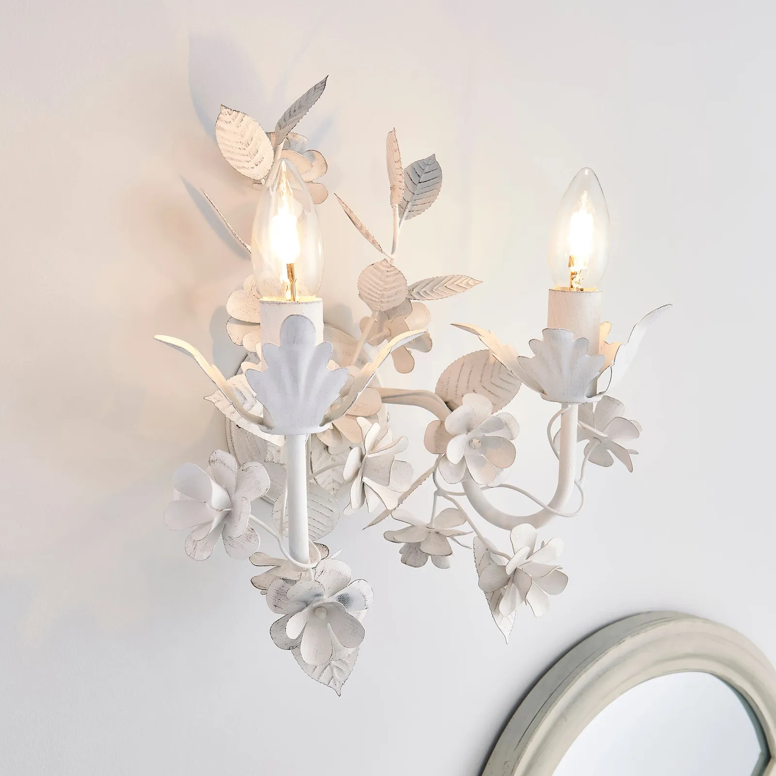 Chateau 2 Light Candelabra White Wall Light White