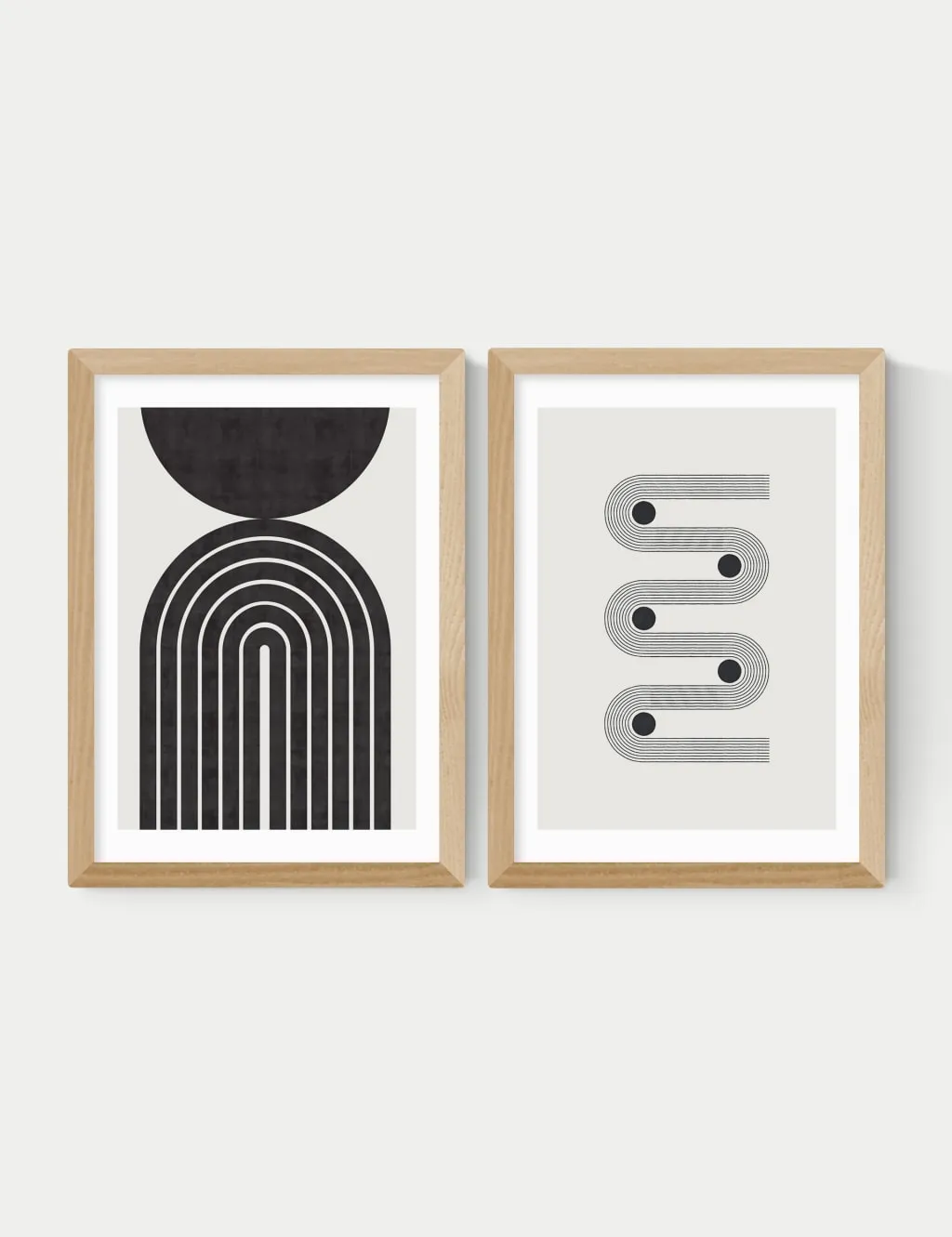 East End Prints Retro Monochrome Twin Set Framed Art Natural