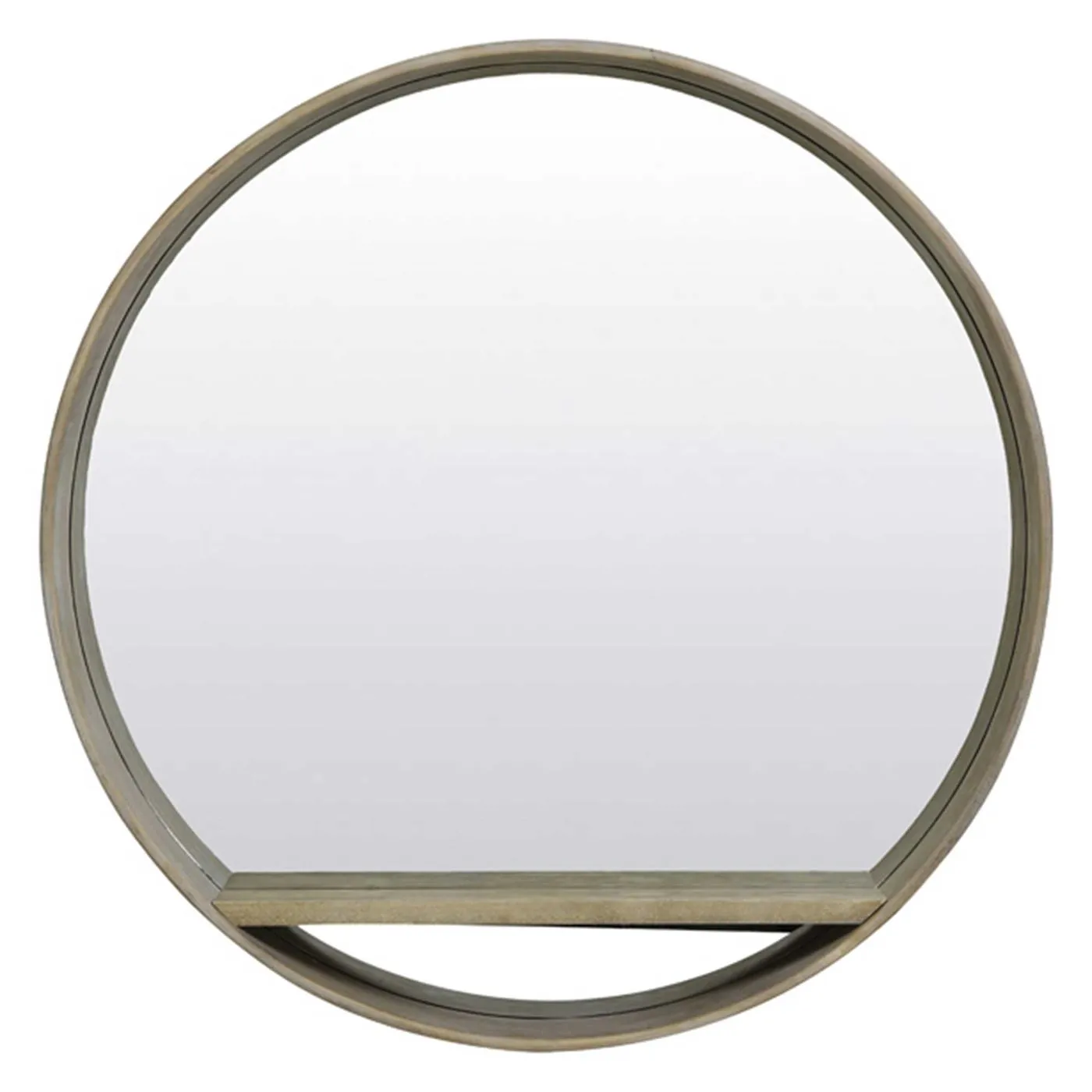 Wooden Mirror With Shelf, Light Brown