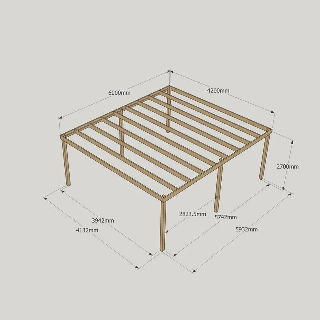 Rutland County Garden Furniture Ltd Garden Pergola 6 Posts - Wood - L420 x W600 x H270 cm - Rustic Brown in Light Green 5