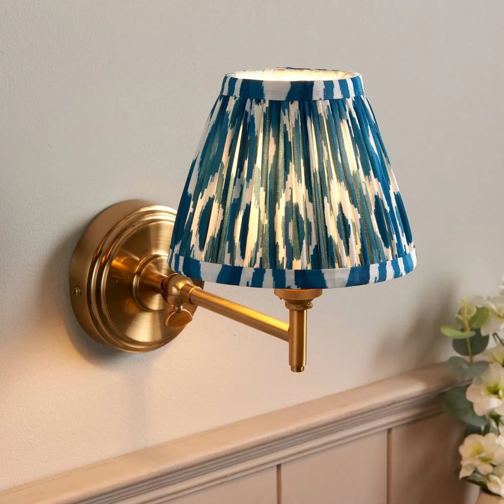 Netlighting Step Fold Wall Light Blue Fabric Ikat Shade 16cm B22 2