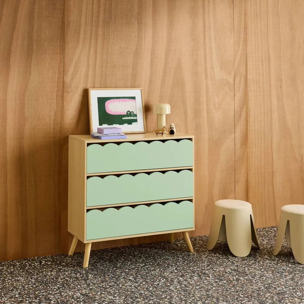 sweeek Wood-effect children's chest of 3 drawers in Green 4