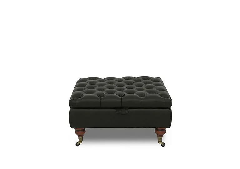 Columbus Leather Large Storage Footstool with Castors
