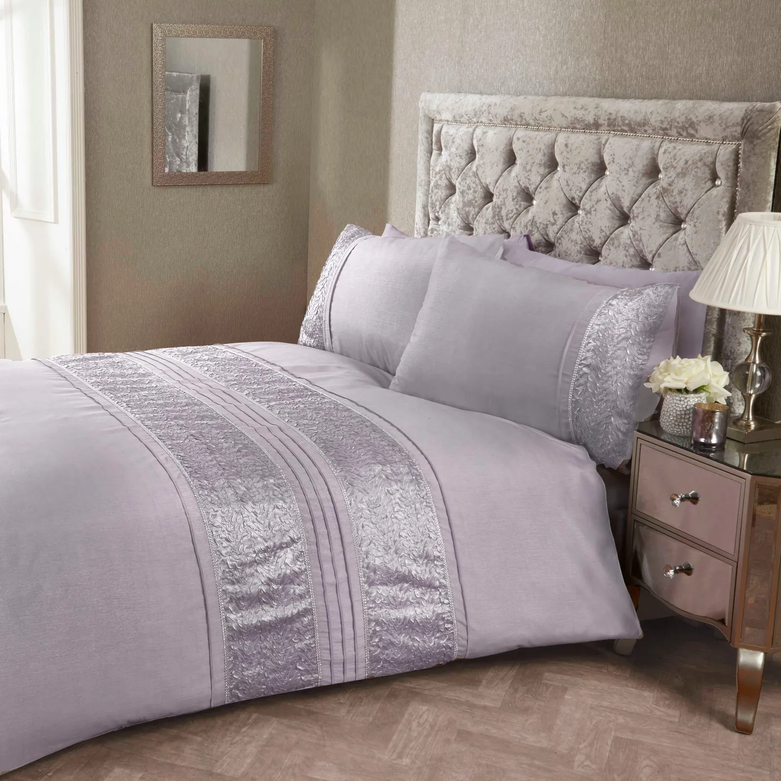 Rapport Home Aurora Polycotton Duvet Cover Set With Pillowcase in Purple 1