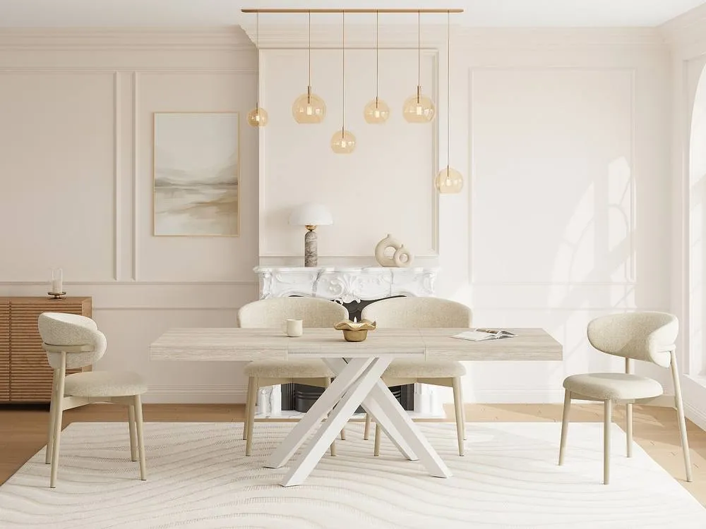 Vente-unique Extendable Dinner Table for 6 To 10 People In MDF & Metal in Beige 4