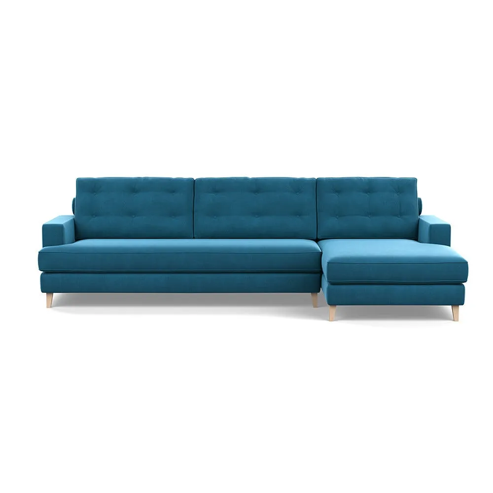 Heal's Mistral Right Hand Facing Corner Sofa Smart Velvet Ocean Natural Feet 1