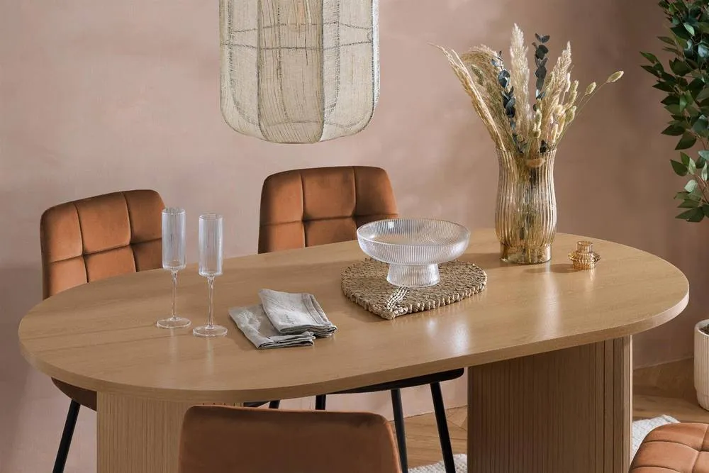 Birlea Axel Oval Fluted Dining Set Table With 4 Chairs in Natural 2