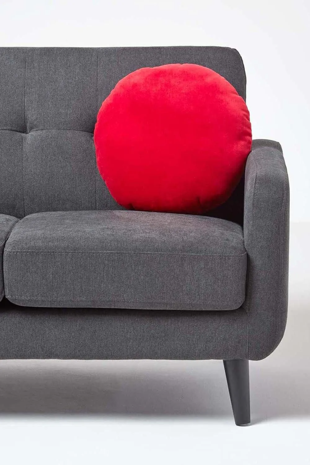 Homescapes Velvet Cushion, 40 cm Round in Red 4