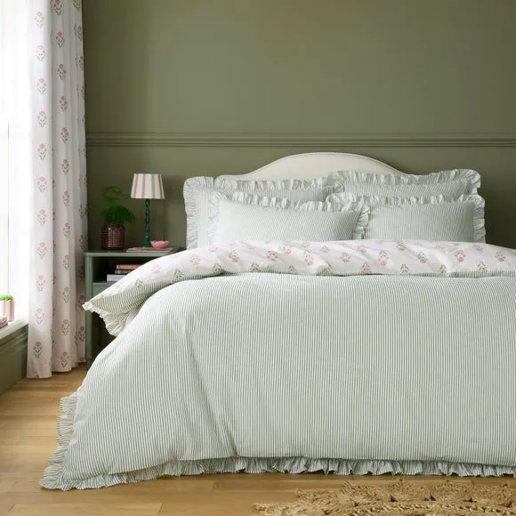 Fiorella Frilled 100% Cotton Duvet Cover & Pillowcase Set 2