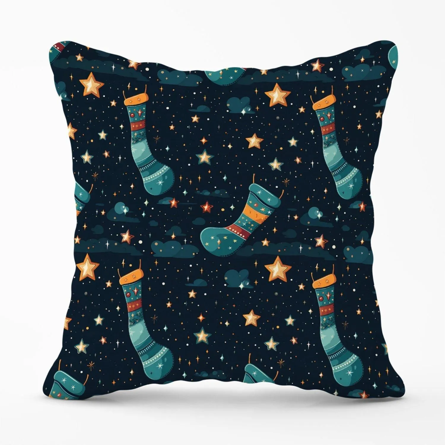 Warren Reed - Designer Christmas Stocking In A Starry Night Sky Outdoor Cushion in Blue