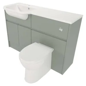 Deccado Clifton Willow Green Fitted Vanity & Toilet Pan Unit Combination with LH Basin - 1200mm 2