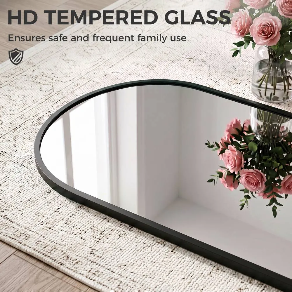 HOMCOM 40 x 110 cm Full Length Hanging Mirror, Arched Mirror, Black 6