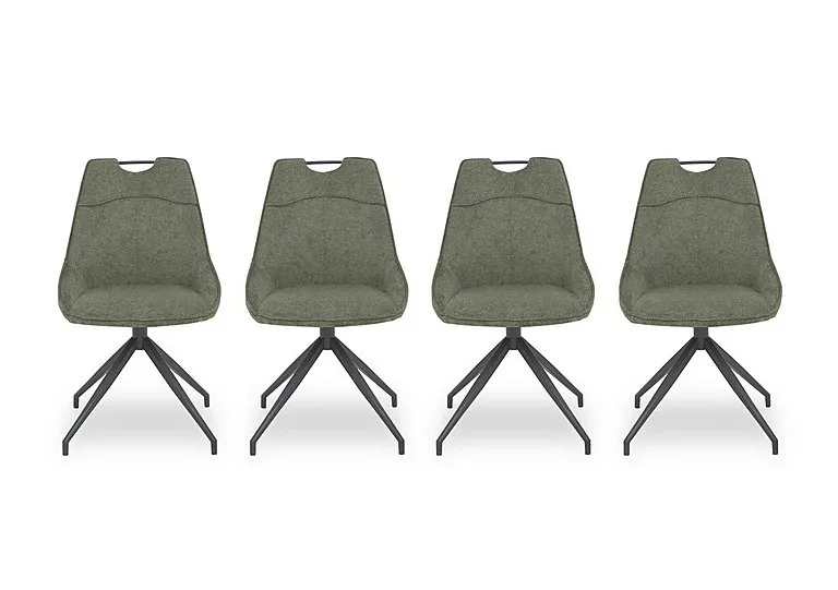Pedro Set of 4 Fabric Swivel Dining Chairs - Green