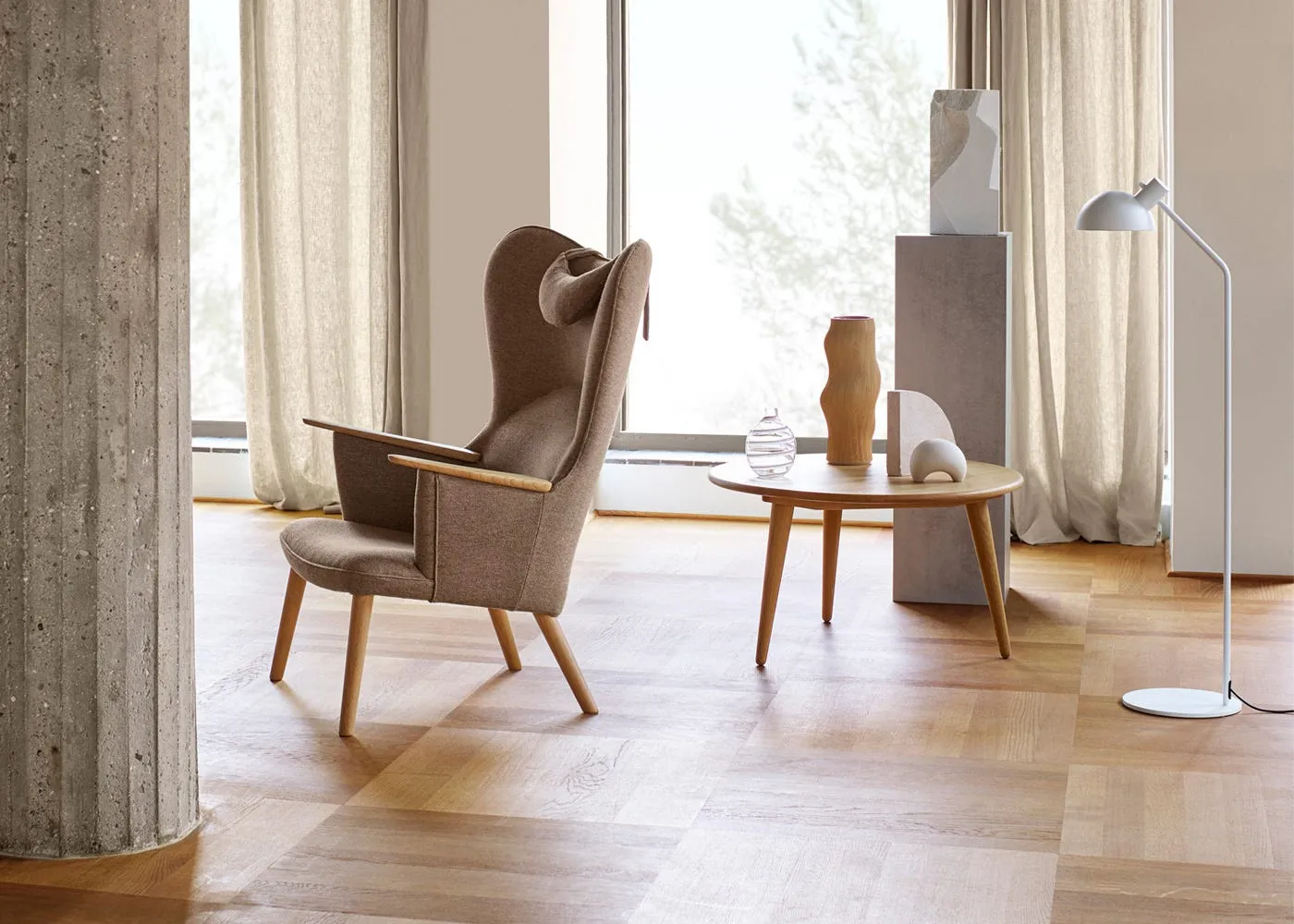 Carl Hansen & Son CH78 Lounge Chair with head rest, Oak/Fiord 0151 2