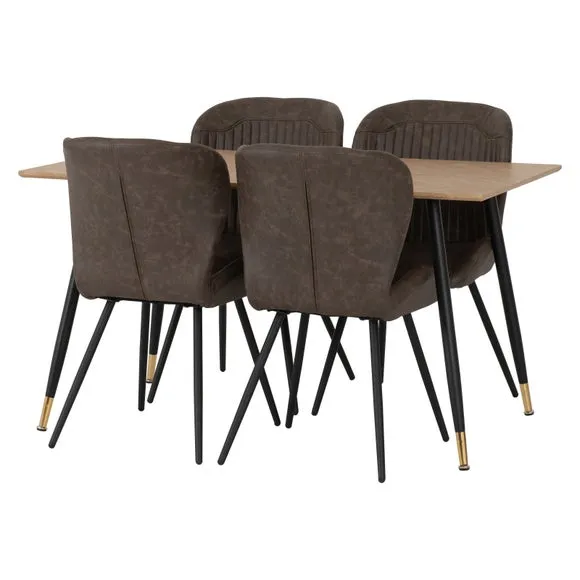 Hamilton & Quebec 4 Seater Dining Table with 4 Dining Chairs 3