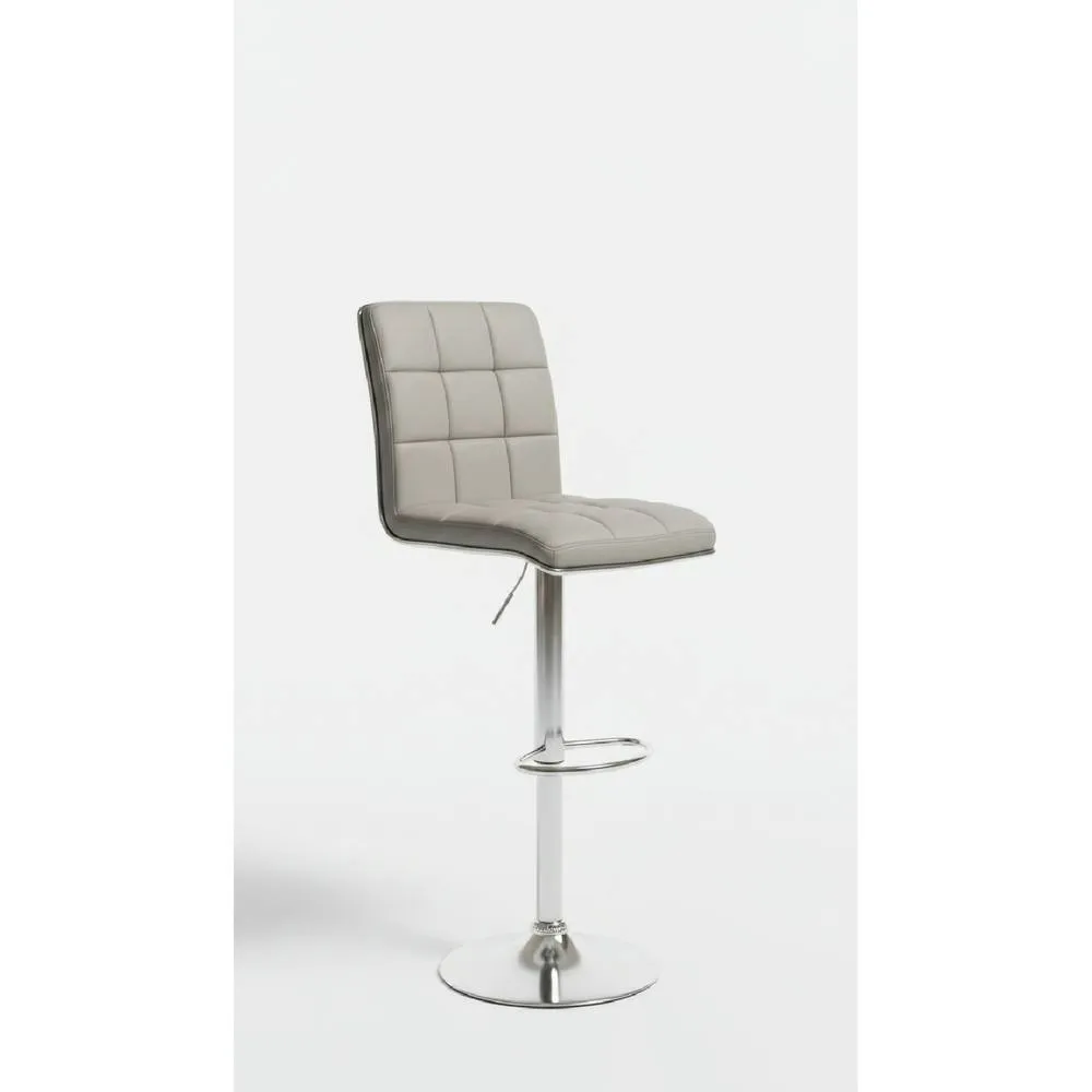 netfurniture Penguin Grey Padded Kitchen Bar Stool With Back Adjustable Height