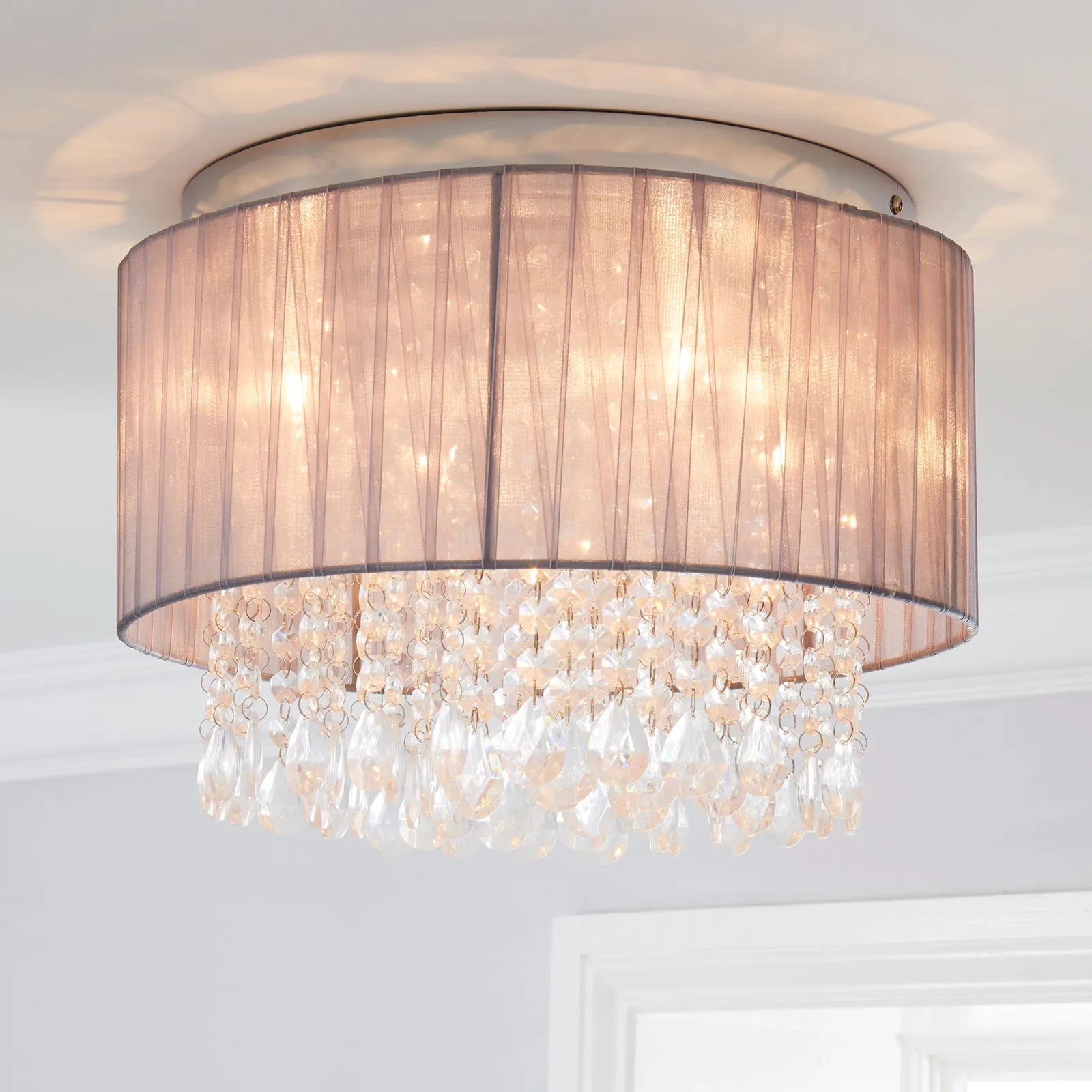 Riah 4 Light Jewels Shade Grey Flush Ceiling Fitting Grey