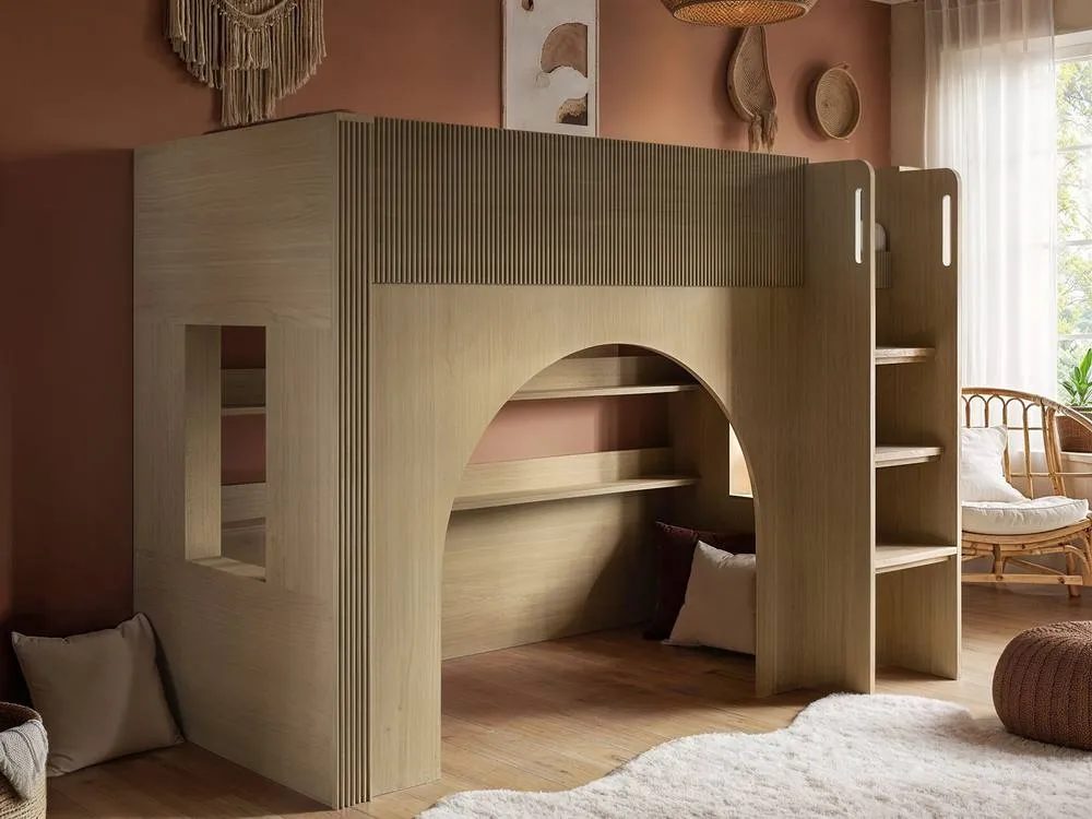 Flair Kaska Mid Sleeper with Ribbed Panel in Light Oak 2