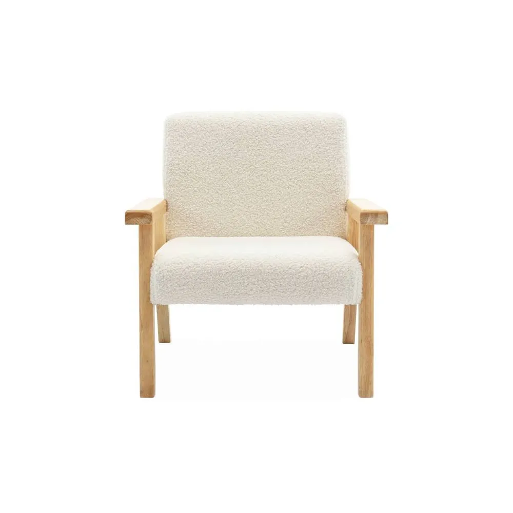 sweeek Children's scandi-style armchair in boucle fabric, rubberwood in White 6