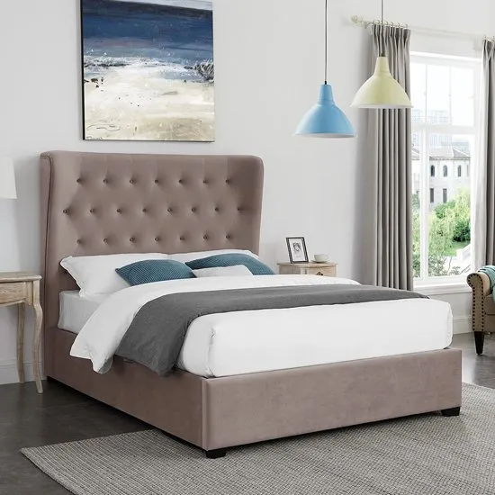 Belgravia King Size Fabric Bed In Cappuccino