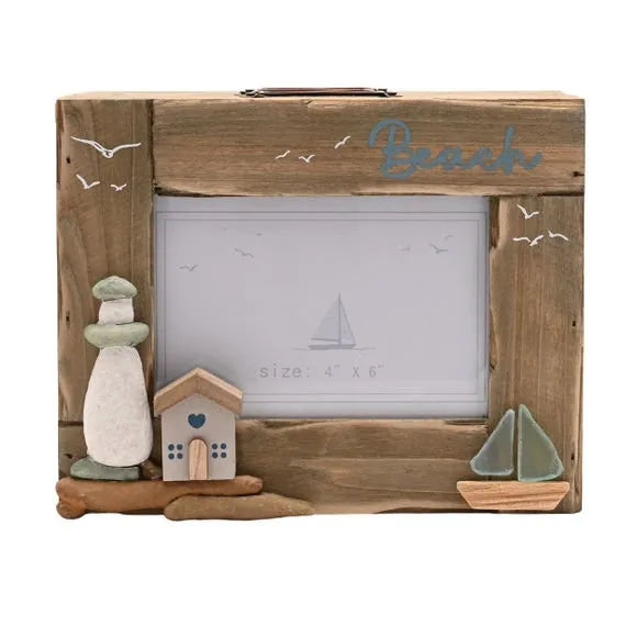 Love Life By The Sea Driftwood & Sea Glass Photo Box 2