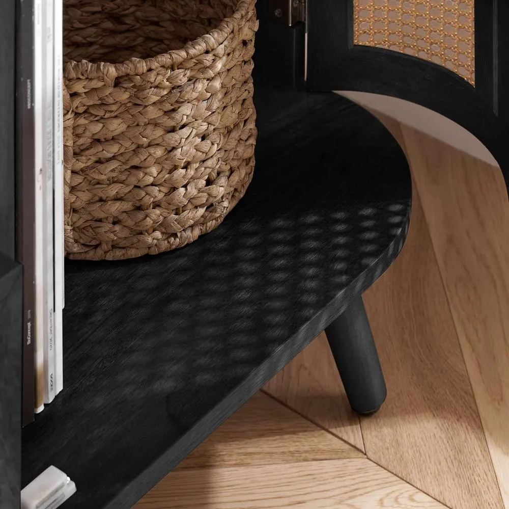 Birlea Rattan TV Entertainment Unit Curved Cabinet Sark in Black 4