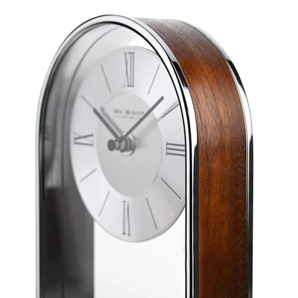 Widdop Chrome & Wood Veneer Mantel Clock 4
