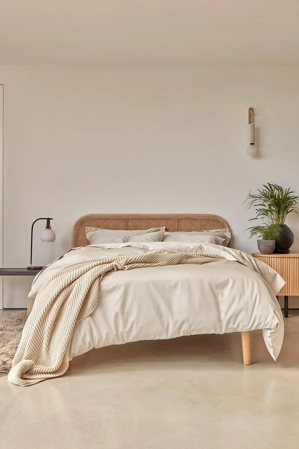 CHRISTY 400TC Luxury Cotton Sateen Plain Dye Duvet Cover Sets in Cream