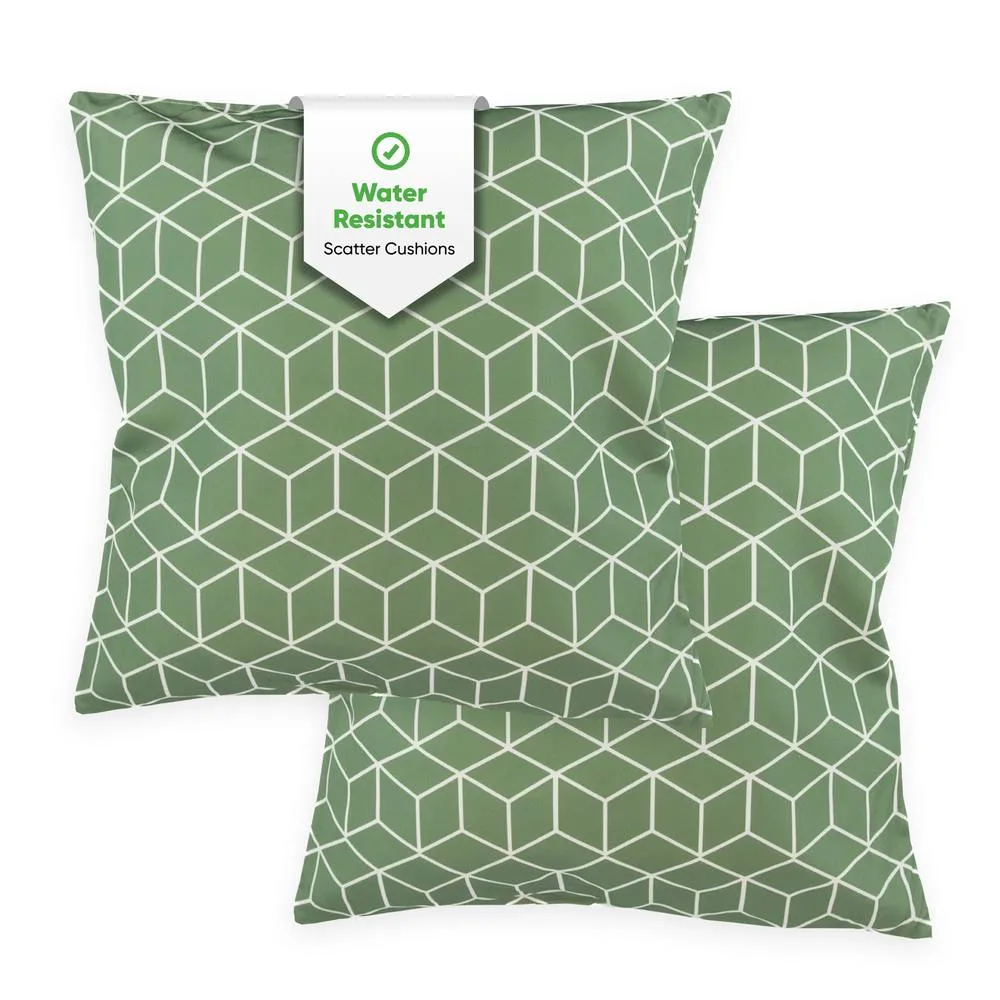 Gardenwize Pack of 2 Green Cube Scatter Cushions
