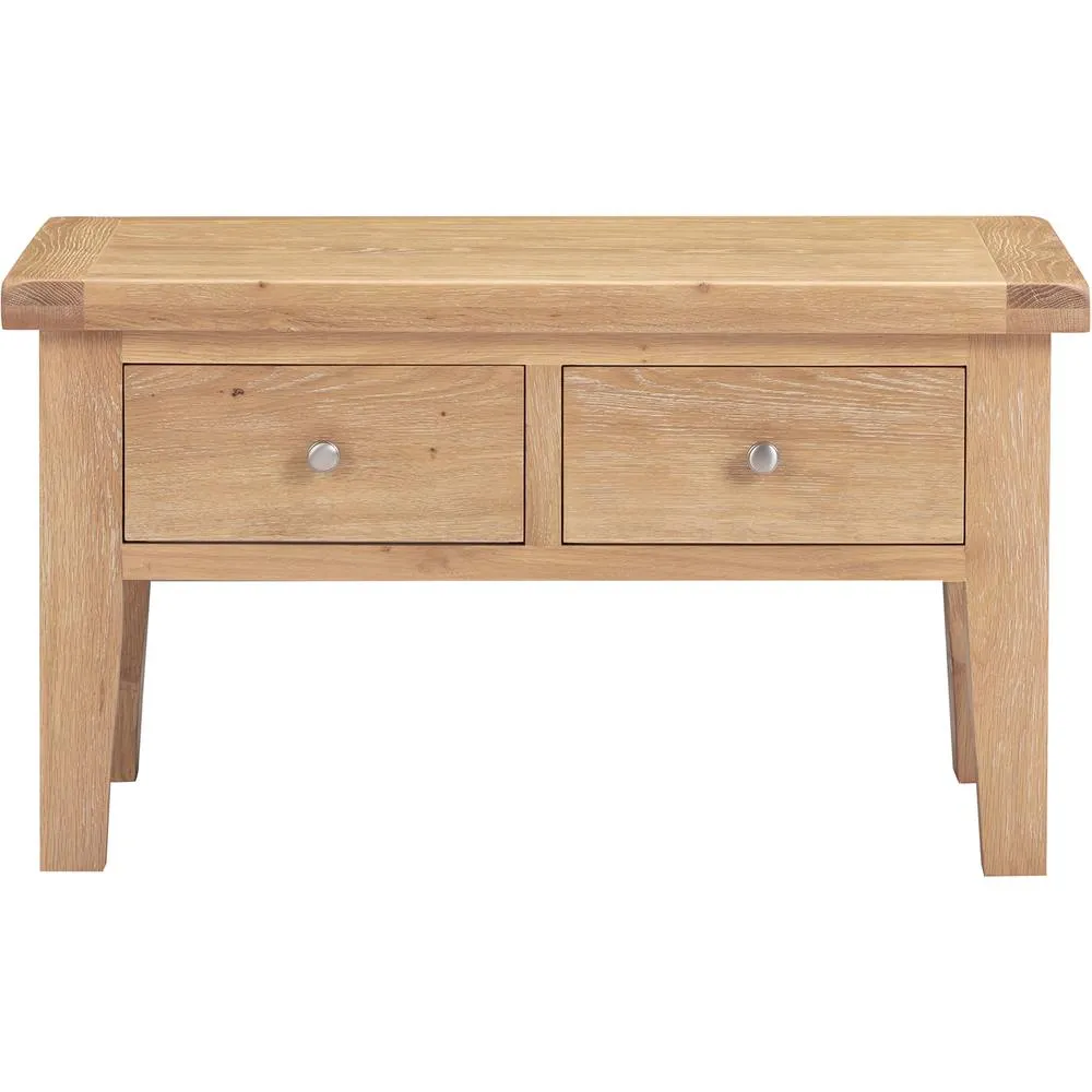 Seconique Windsor 2 Drawer Coffee Table (Fully Assembled) in Light Oak 4
