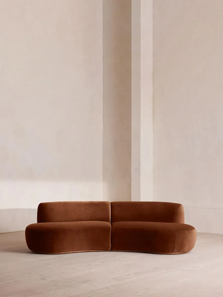 Aline Serpentine Modular Sofa, Three Seater, Velvet, Cinnamon