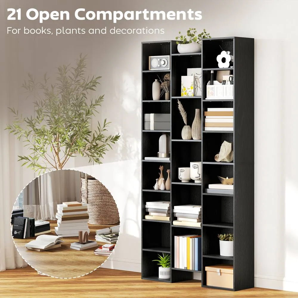 HOMCOM Tall Bookshelf with 21 Compartments & 10 Adjustable Shelves in Black 4